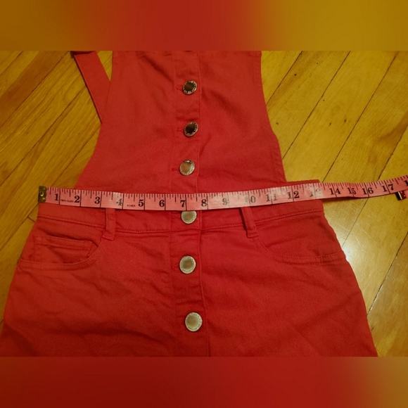 Maje Rira Red Denim Overall Style Button Down Mini Dress size XS. - Picture 11 of 14